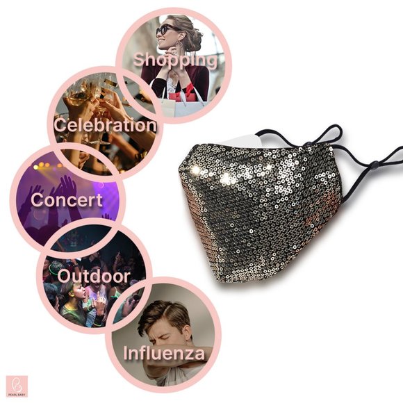 2 Pack Gold Multicolor Black w Gold Sequin Mask - Picture 3 of 6